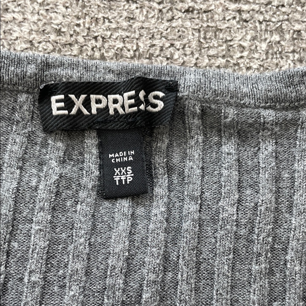 Express Charcoal Ribbed Knit Top - Picture 2 of 2